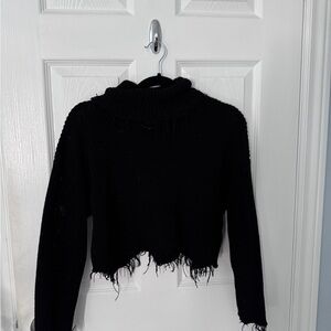 Black distressed knit